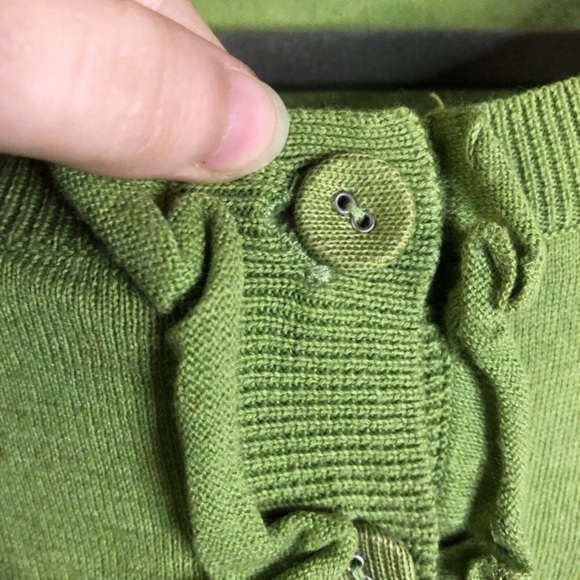 BODEN Cotton Ruffle Button Cardigan in Apple Green - Picture 5 of 12
